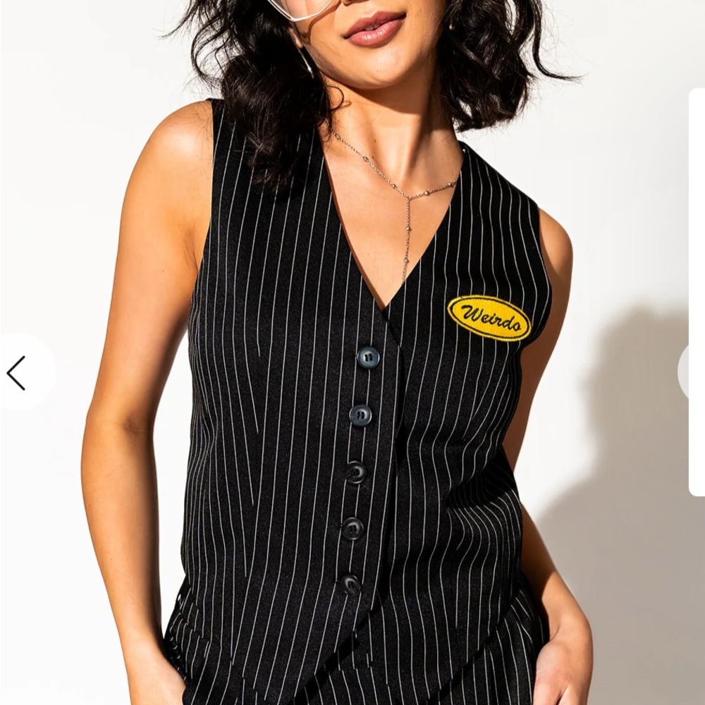 Dressed in Lala Weirdo Black Pinstripe Vest
